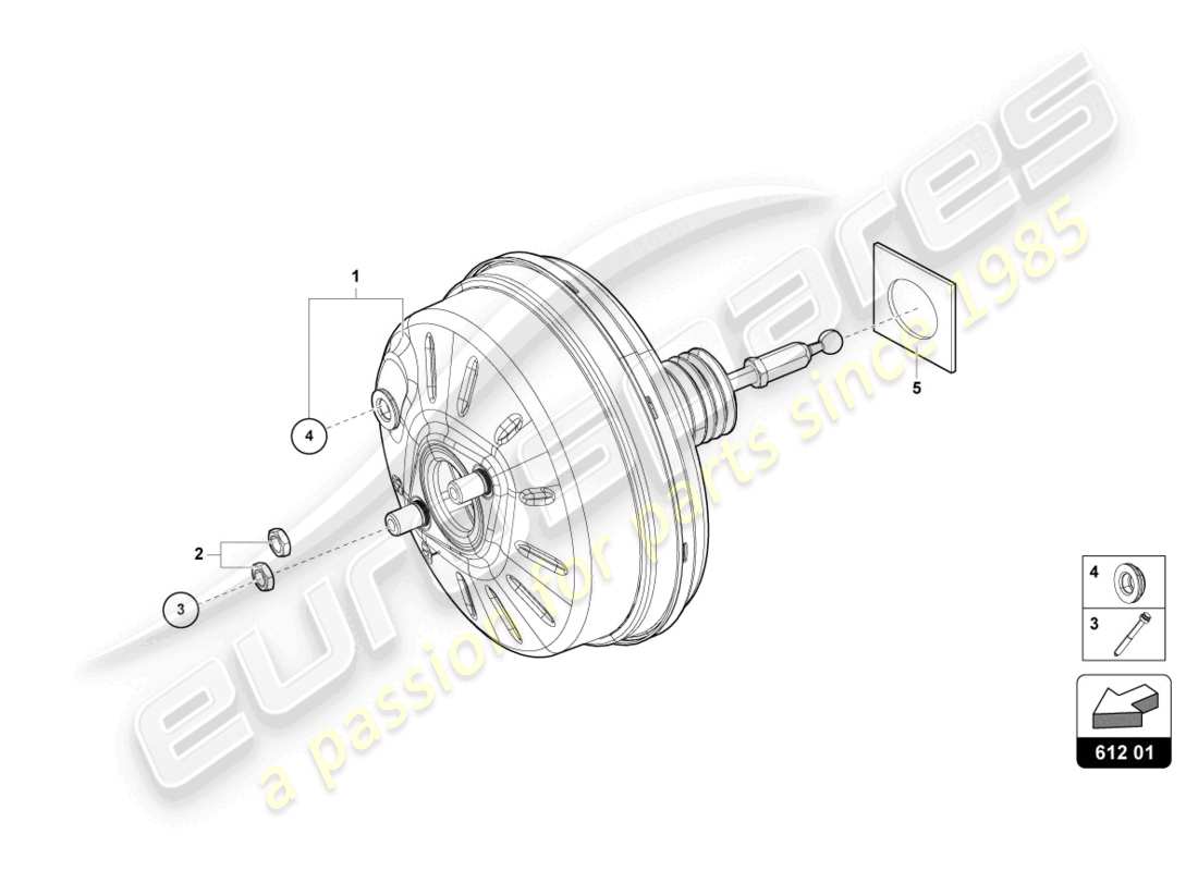 lamborghini urus (2020) diagramma delle parti del servofreno