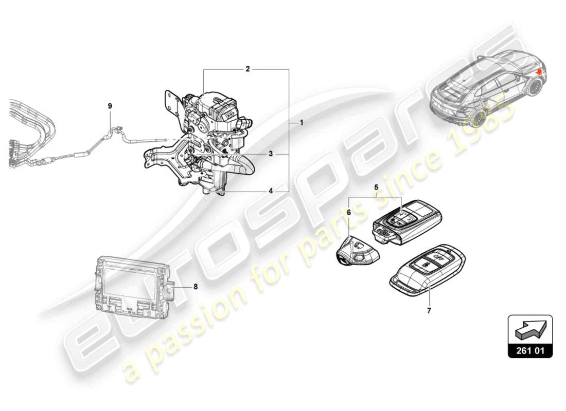 lamborghini urus (2020) riscaldatore ausiliario per circuito refrigerante schema delle parti