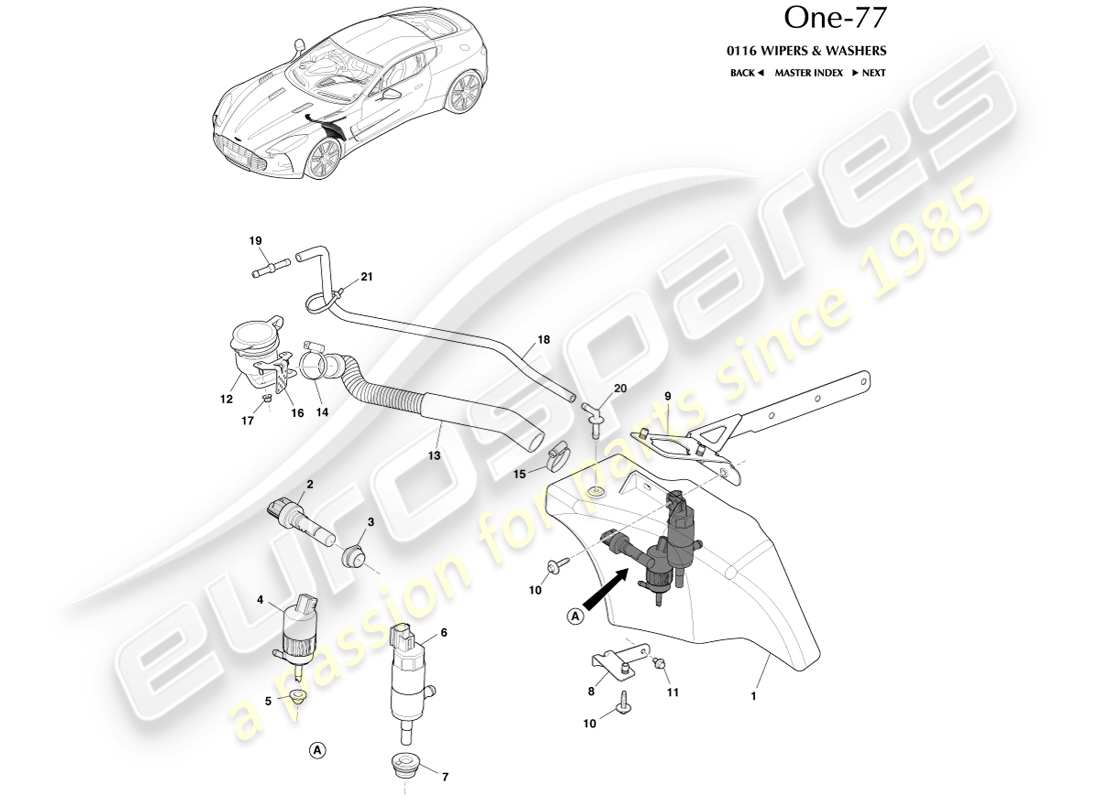 aston martin one-77 (2011) rondella rondella diagramma delle parti