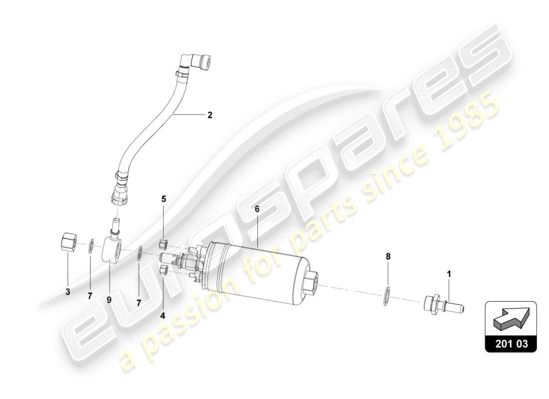 lamborghini super trofeo evo 2 (2022) pompa del carburante ad alta pressione schema delle parti