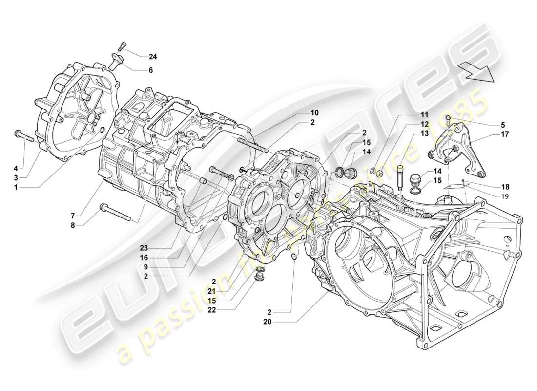 lamborghini lp570-4 sl (2012) schema delle parti della scatola degli ingranaggi