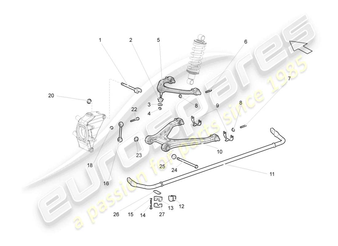 lamborghini gallardo spyder (2007) asse posteriore diagramma delle parti