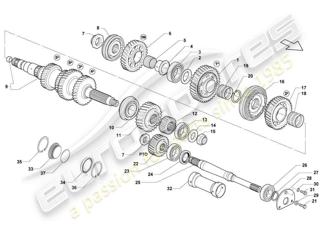 lamborghini lp550-2 spyder (2011) diagramma delle parti dell'albero di uscita