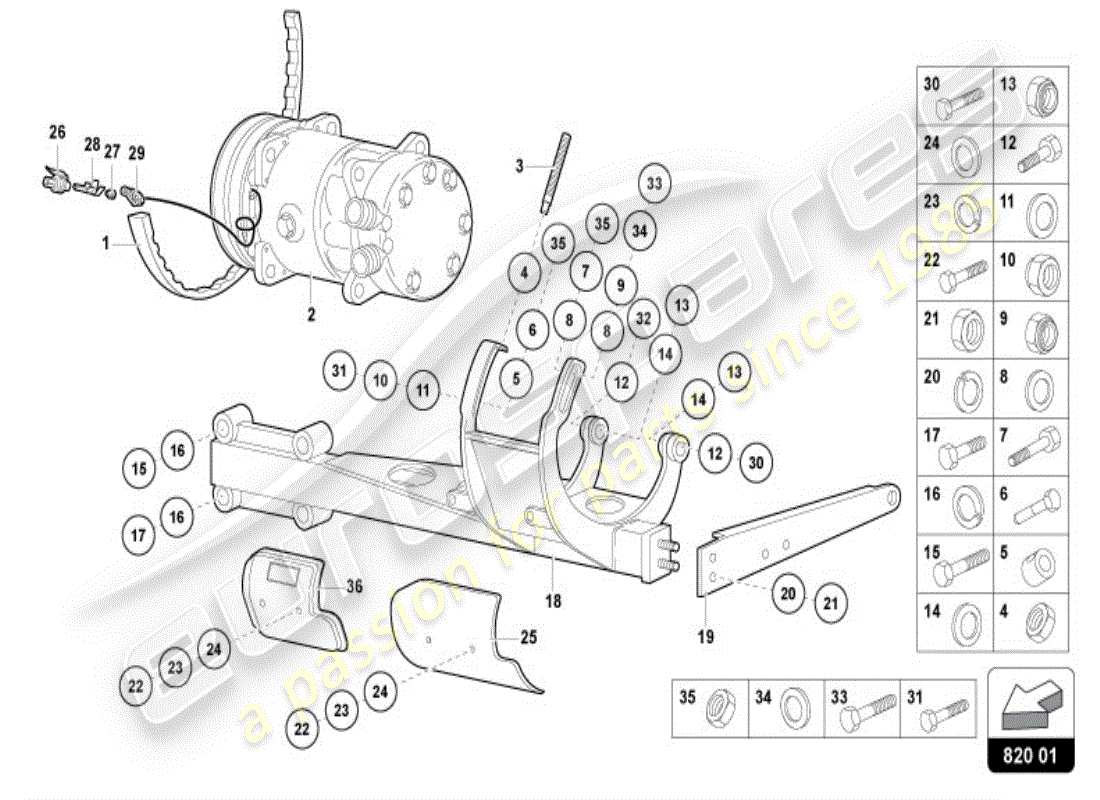 lamborghini diablo vt (1997) sistema di aria condizionata diagramma delle parti