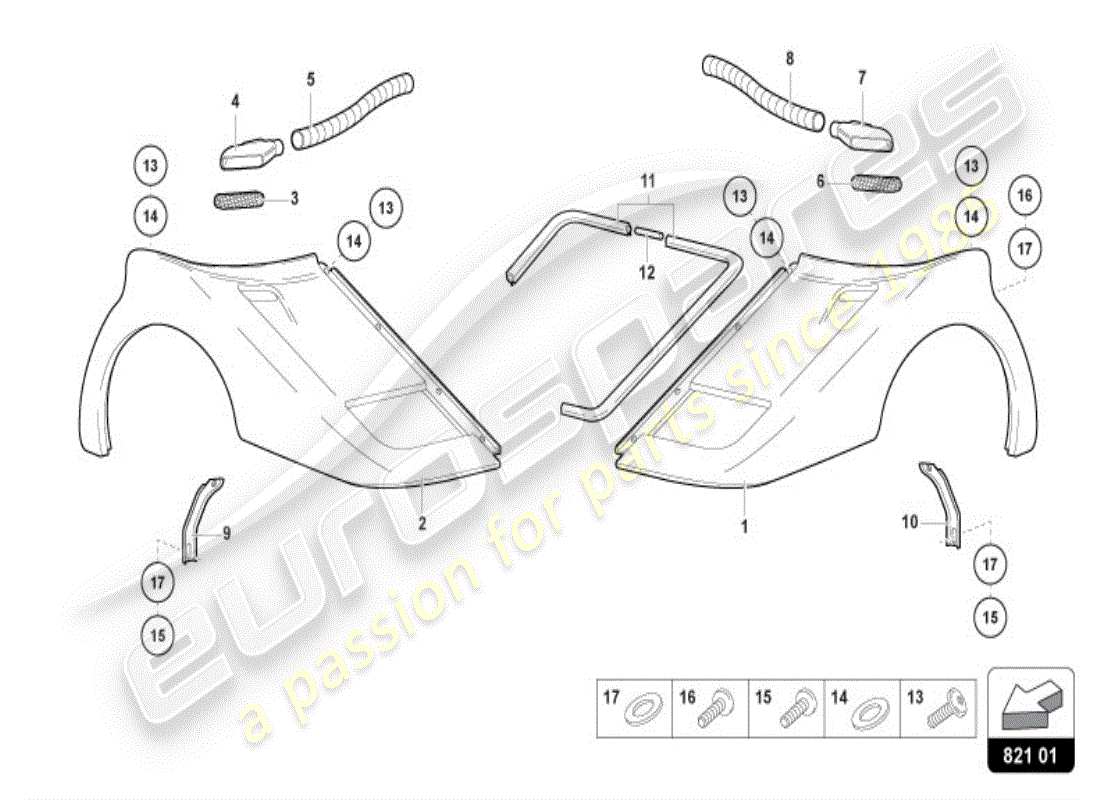 lamborghini diablo vt (1997) ala anteriore diagramma delle parti
