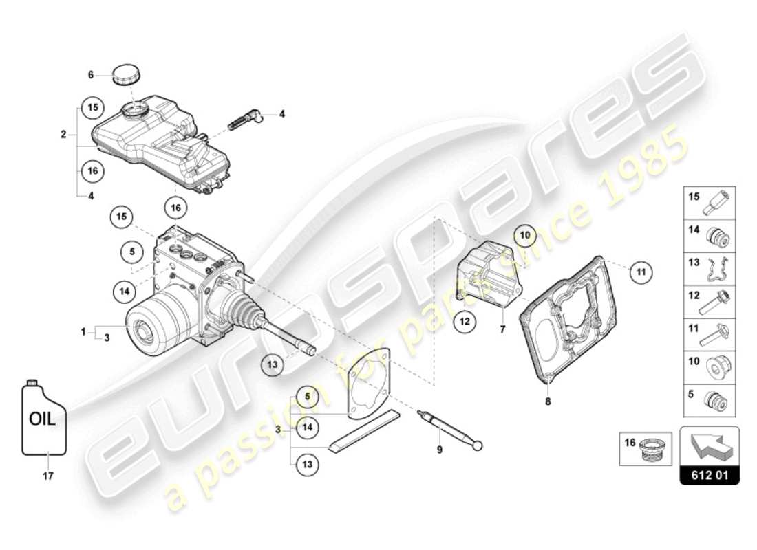 lamborghini revuelto coupe (2024) servo freno (elettromeccanico) diagramma delle parti