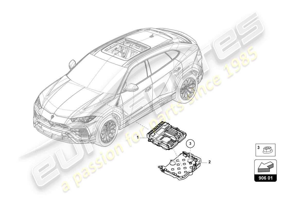 lamborghini urus (2020) centralina per motore a benzina diagramma delle parti