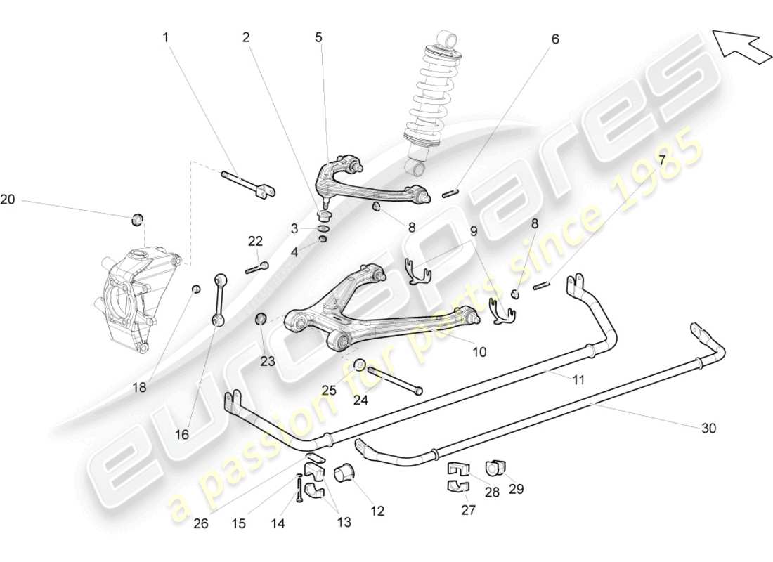 lamborghini gallardo coupe (2004) schema delle parti assale posteriore