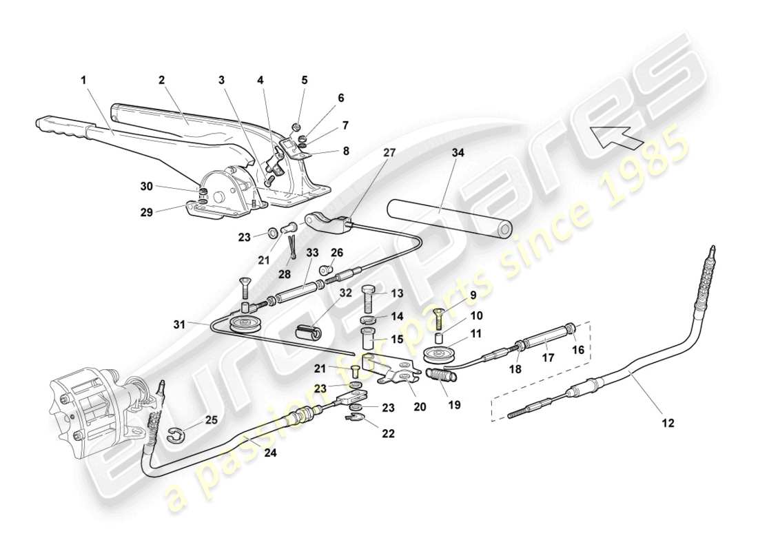 lamborghini lp640 roadster (2009) schema delle parti leva freno