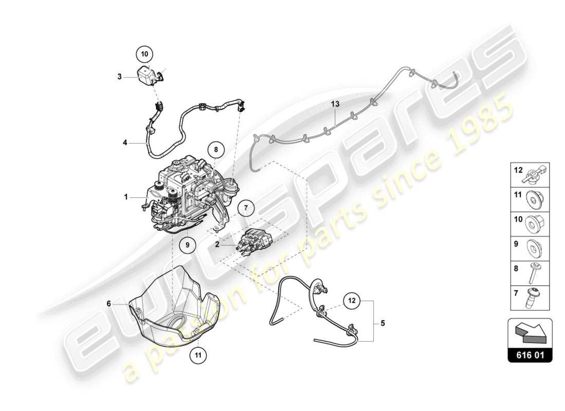 lamborghini urus (2020) dispositivo di sollevamento diagramma delle parti