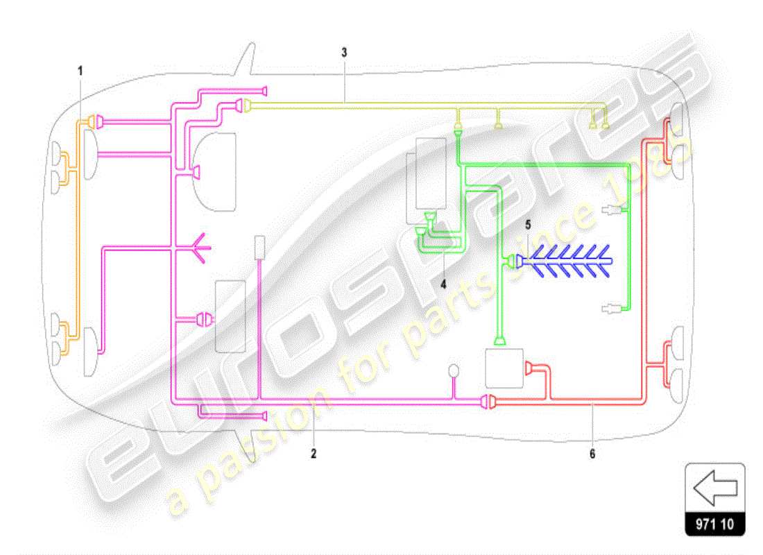lamborghini diablo vt (1997) schema delle parti dell'impianto elettrico