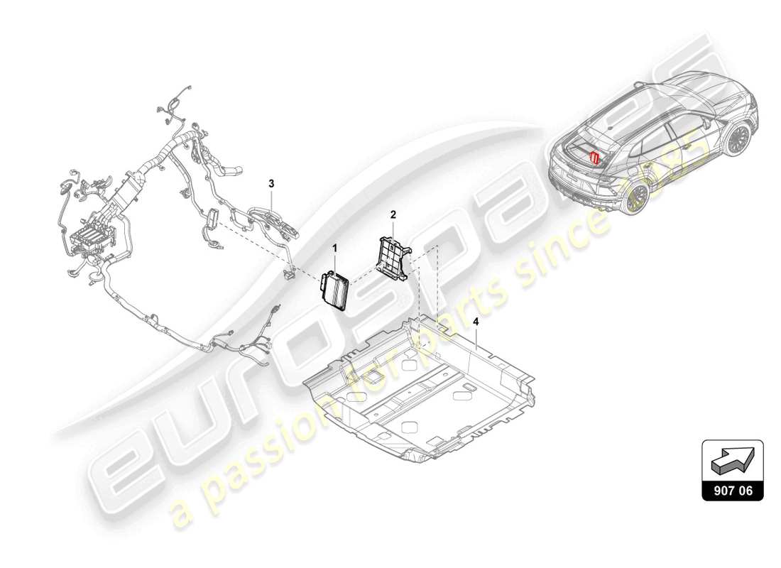 lamborghini urus (2019) centralina per quattro ruote motrici diagramma delle parti