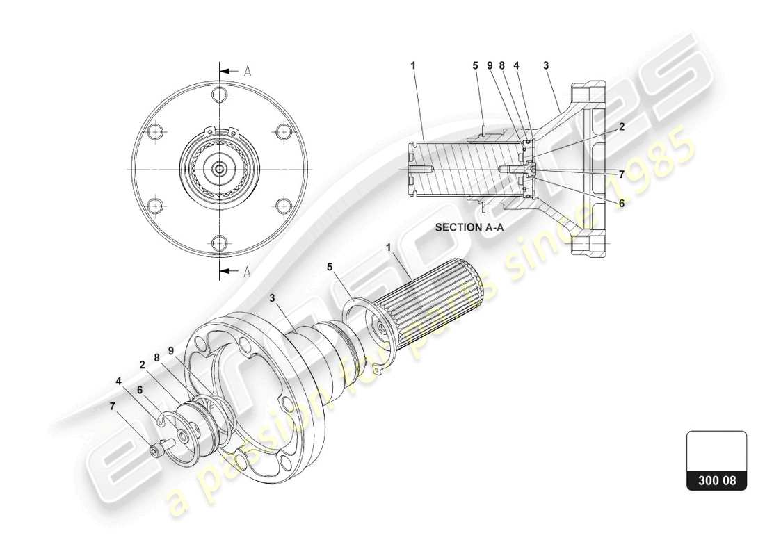 lamborghini super trofeo evo 2 (2022) gruppo flangia di uscita sx schema delle parti
