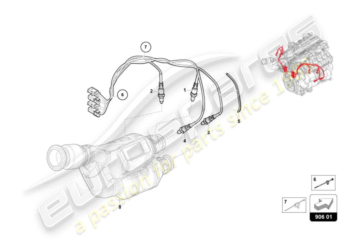 lamborghini revuelto coupe (2024) sonda lambda schema delle parti