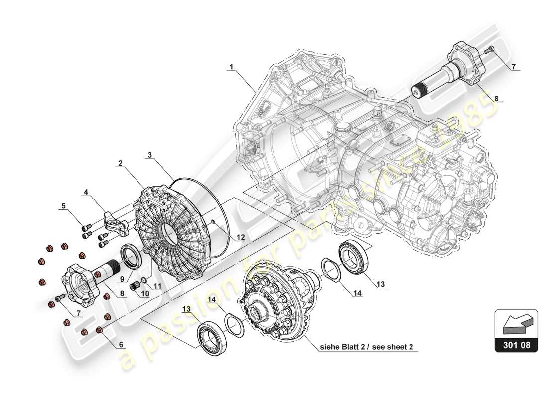 lamborghini gt3 (2017) differenziale di scorrimento schema delle parti