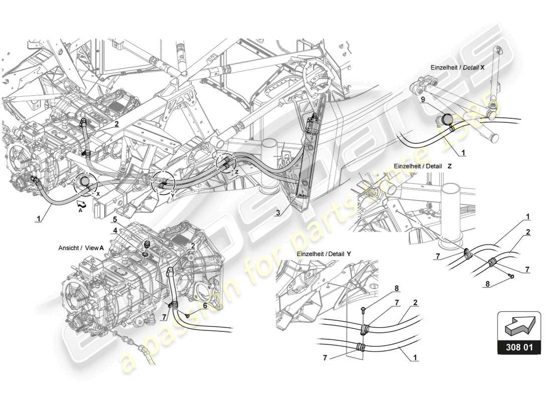 lamborghini gt3 (2017) raffreddamento olio cambio schema delle parti
