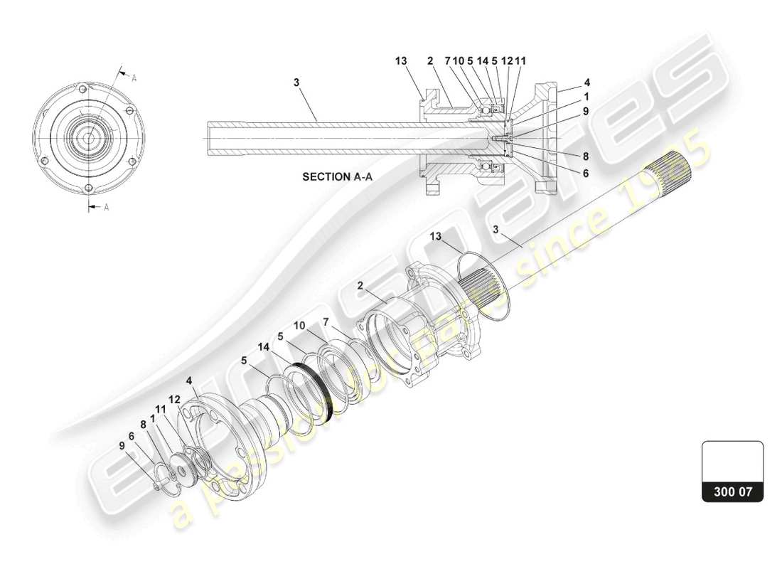 lamborghini super trofeo evo 2 (2022) schema delle parti gruppo flangia di uscita dx