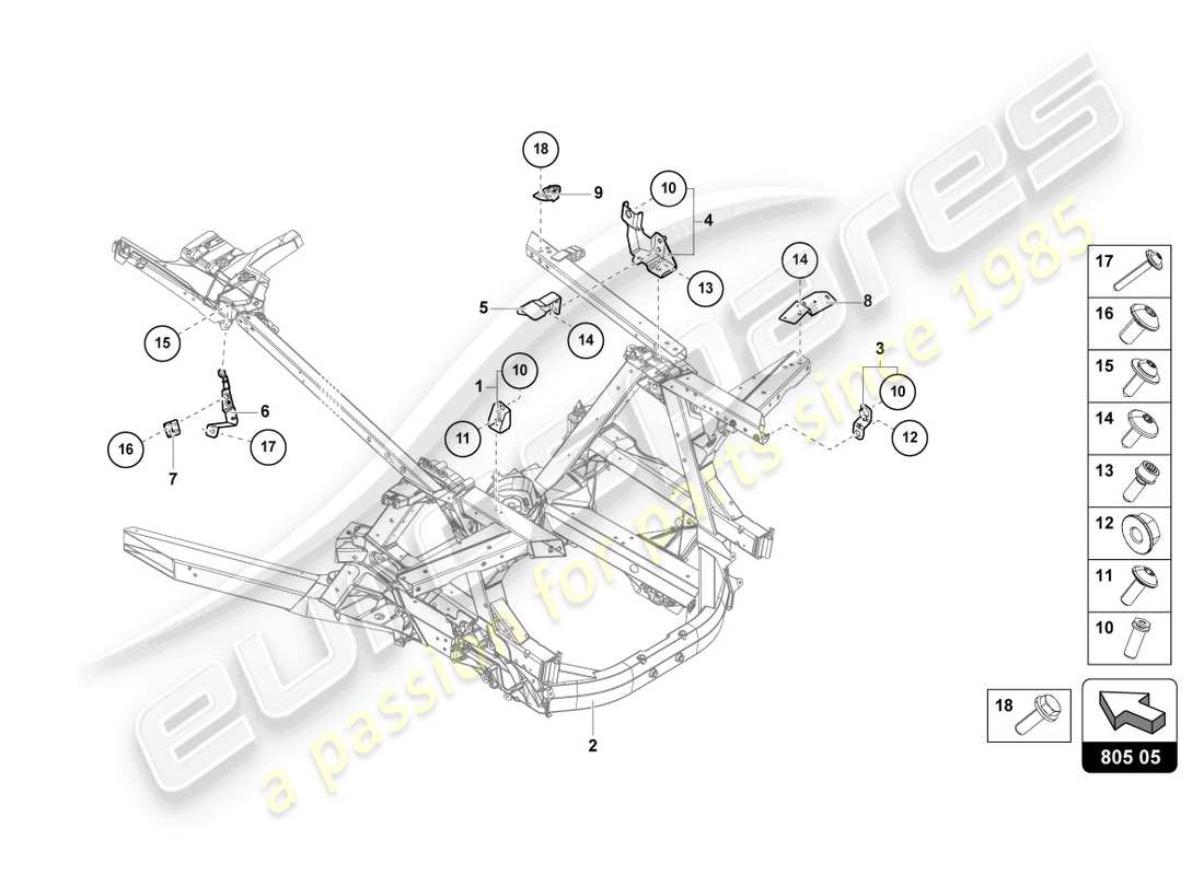 lamborghini sto (2021) lato telaio, posteriore diagramma delle parti