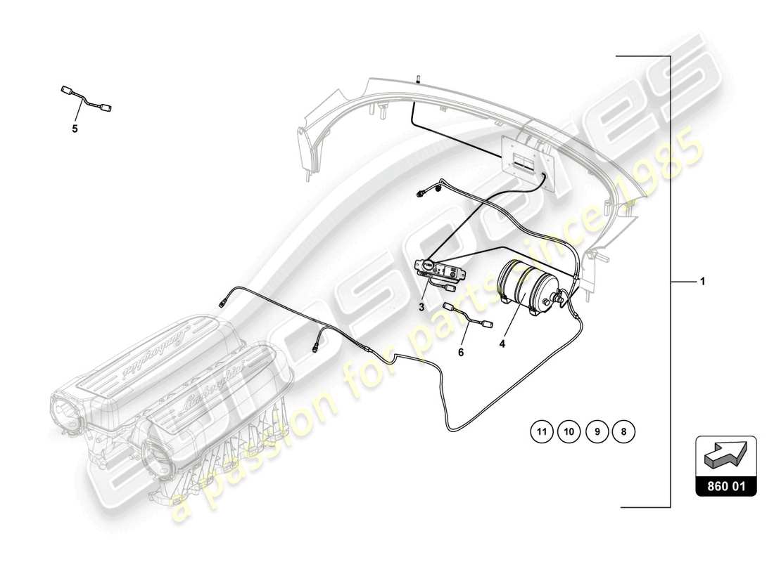 lamborghini 2022 (super trofeo evo 2) diagramma delle parti dell'estintore