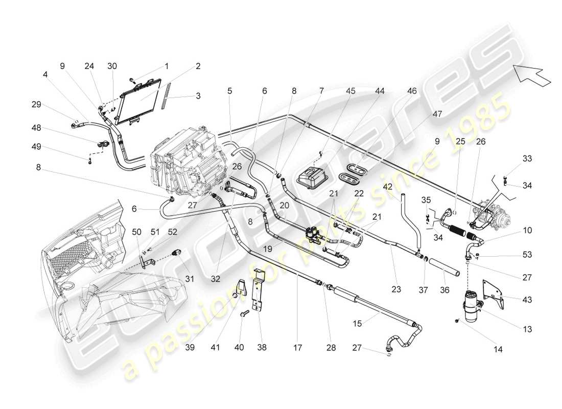 lamborghini gallardo spyder (2007) diagramma delle parti del condensatore a/c