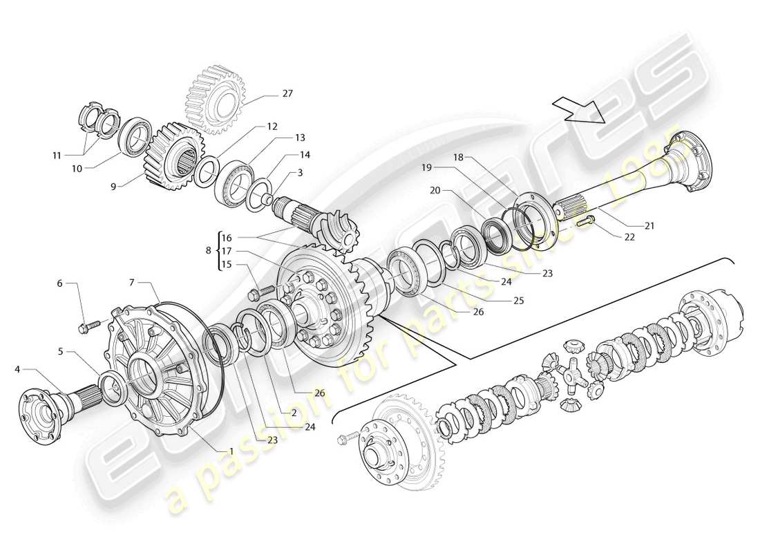 lamborghini lp550-2 spyder (2011) diagramma della parte differenziale