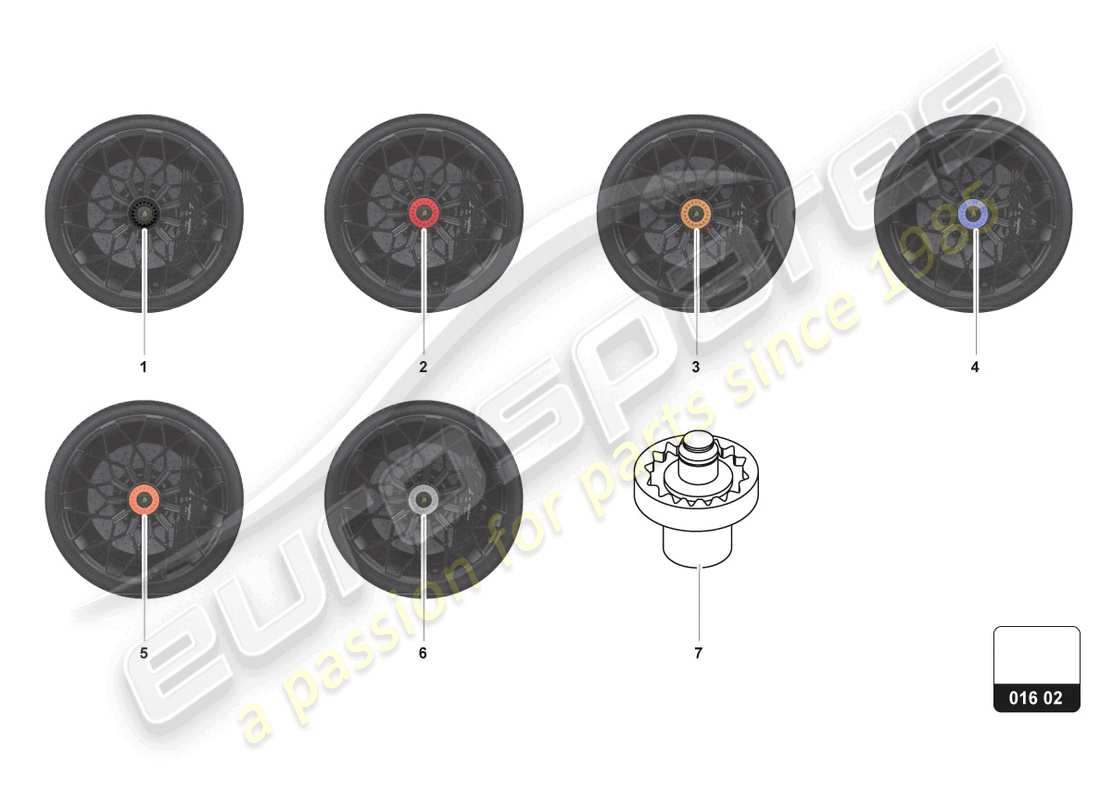 lamborghini aventador ultimae (accessories) dadi ruota schema delle parti