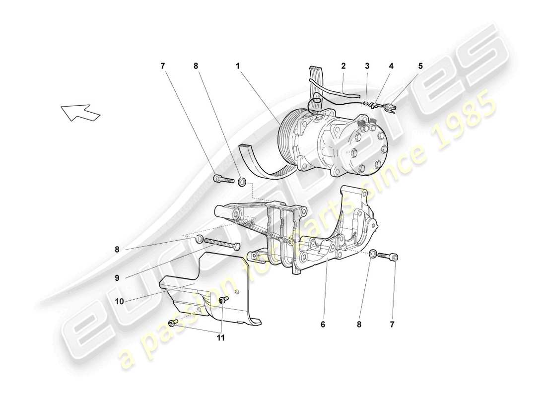 lamborghini lp640 coupe (2010) diagramma delle parti del compressore a/c