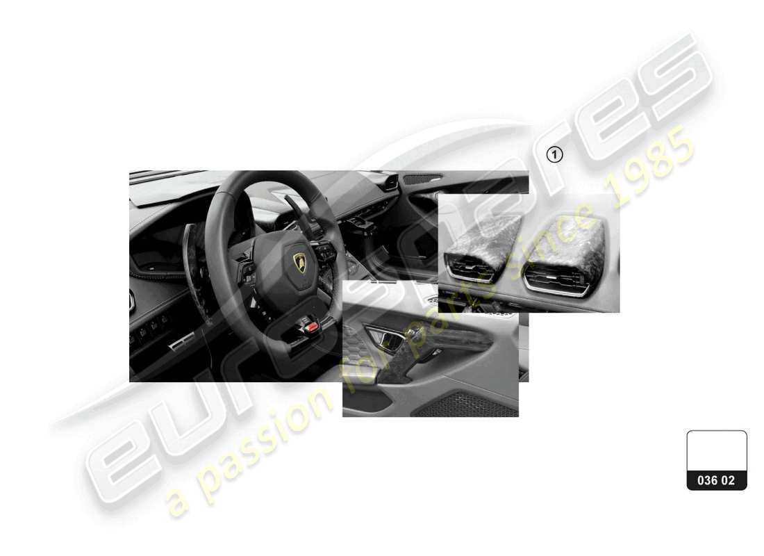 lamborghini huracan tecnica (accessories) decorazione interna 'forgiata' schema delle parti