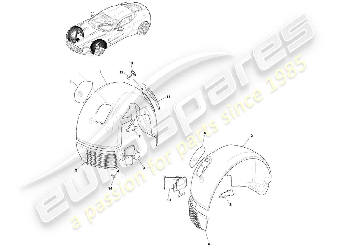 aston martin one-77 (2011) passaruota anteriori diagramma delle parti