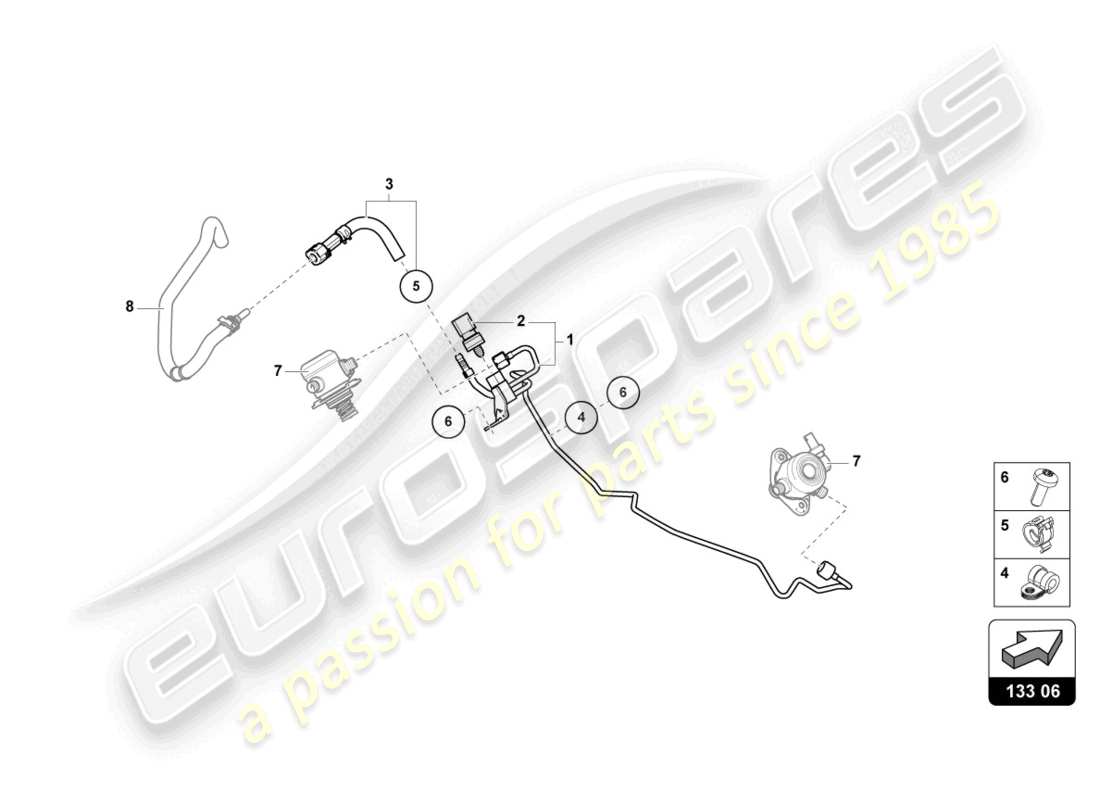 lamborghini urus (2020) linea di alimentazione carburante diagramma delle parti