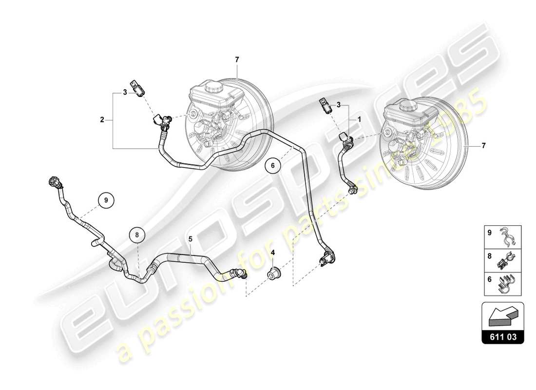 lamborghini urus (2020) tubi a depressione per servo freno schema delle parti