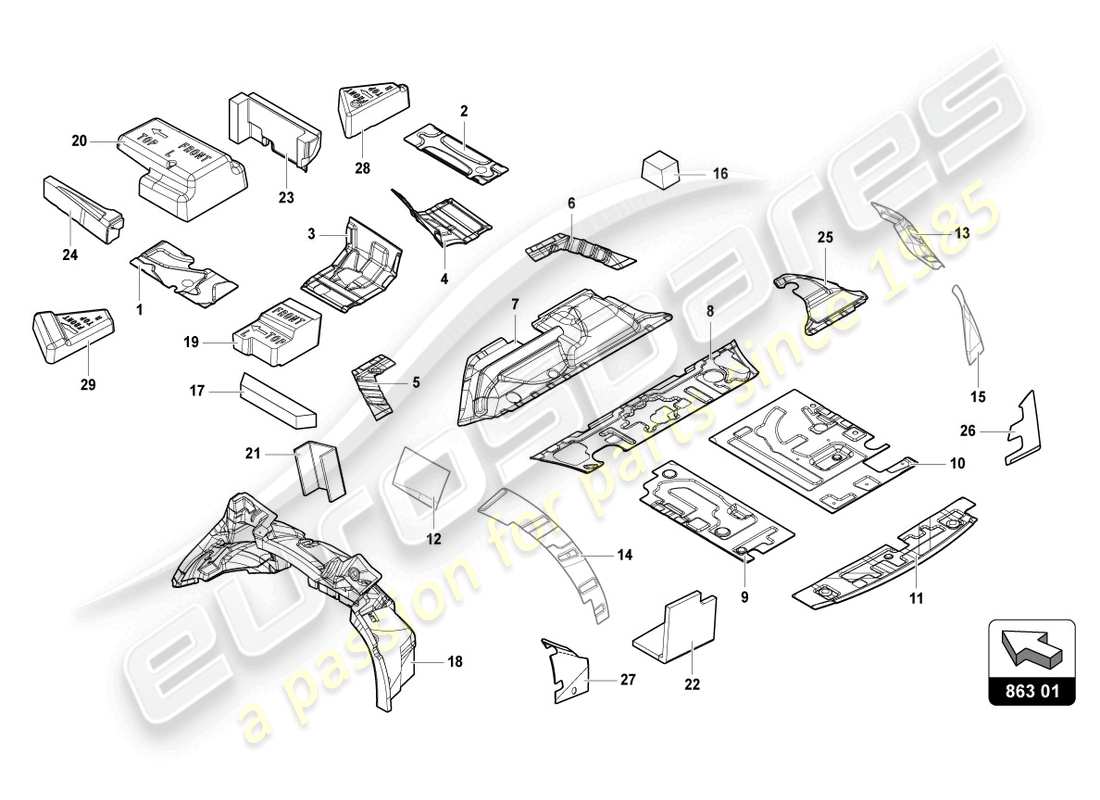 lamborghini urus (2021) smorzamento diagramma delle parti