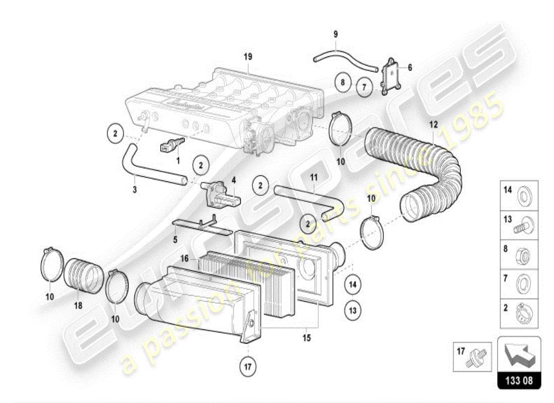 lamborghini diablo vt (1997) diagramma delle parti filtro aria