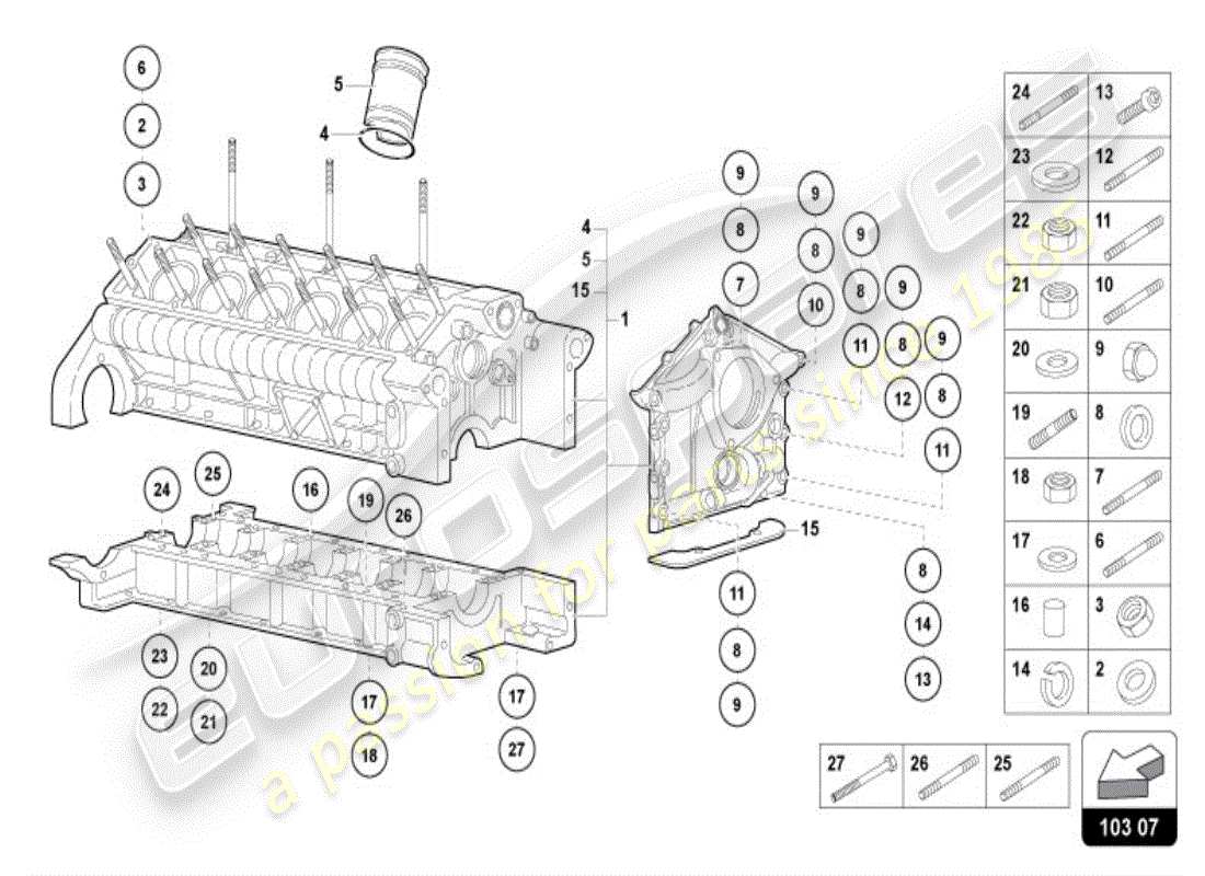 lamborghini diablo vt (1997) blocco motore diagramma delle parti