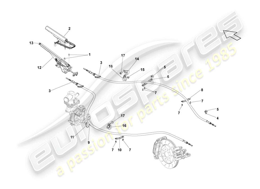 lamborghini lp550-2 spyder (2011) schema delle parti leva freno