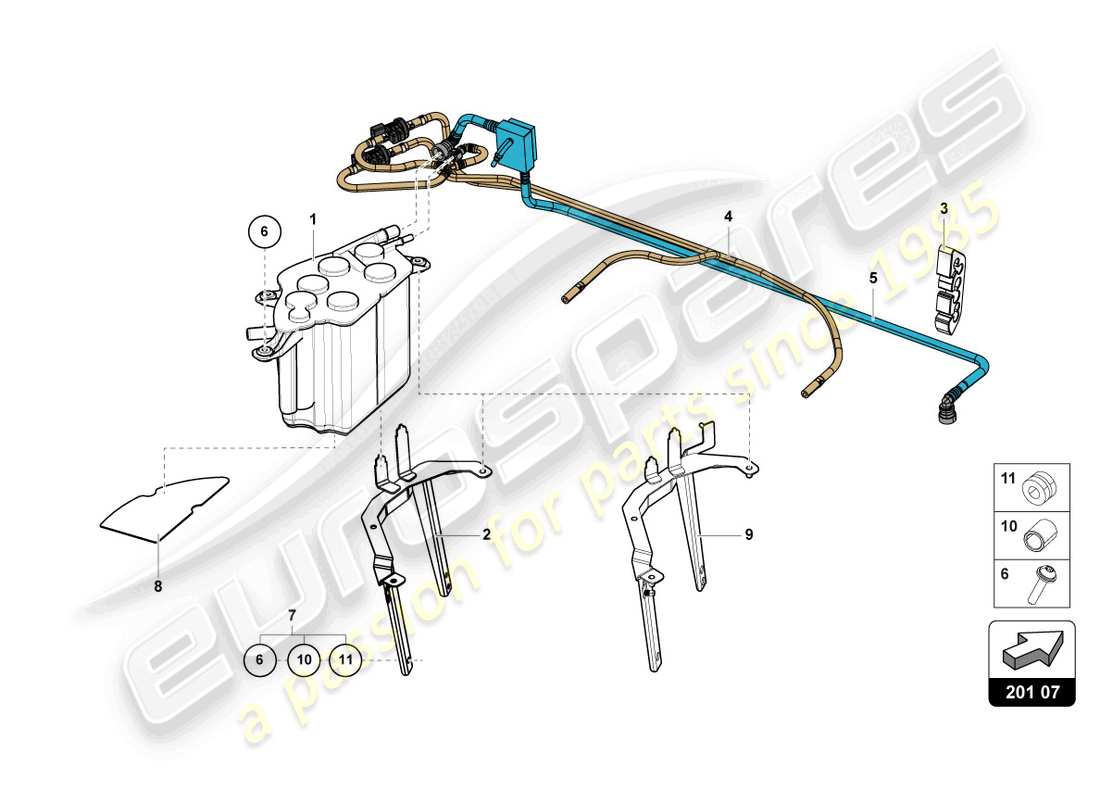 lamborghini sian roadster (2021) sistema di filtro a carboni attivi schema delle parti