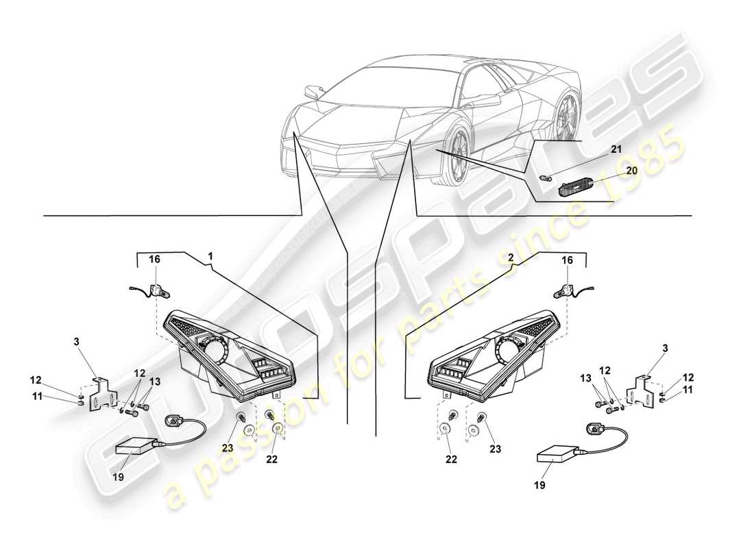 lamborghini reventon faro per luci di curva e luci di guida diurna a led schema parte