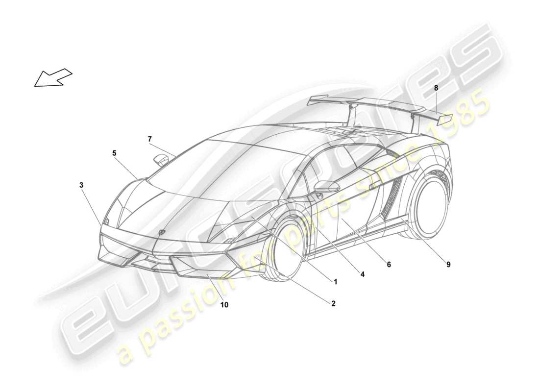 lamborghini blancpain sts (2013) strisce adesive decorative schema delle parti