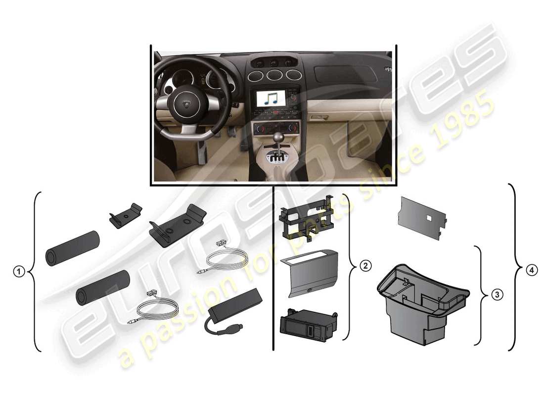 lamborghini gallardo coupe (accessories) kit di revisione diagramma delle parti