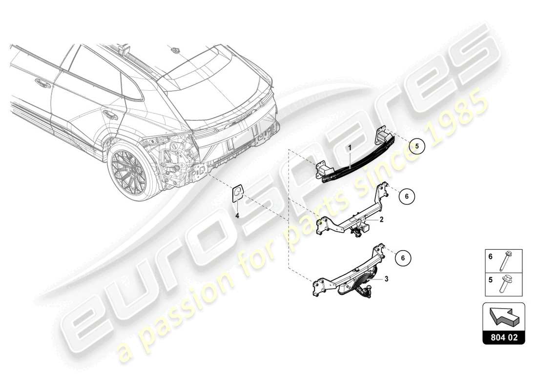 lamborghini urus (2022) fermo per paraurti diagramma delle parti