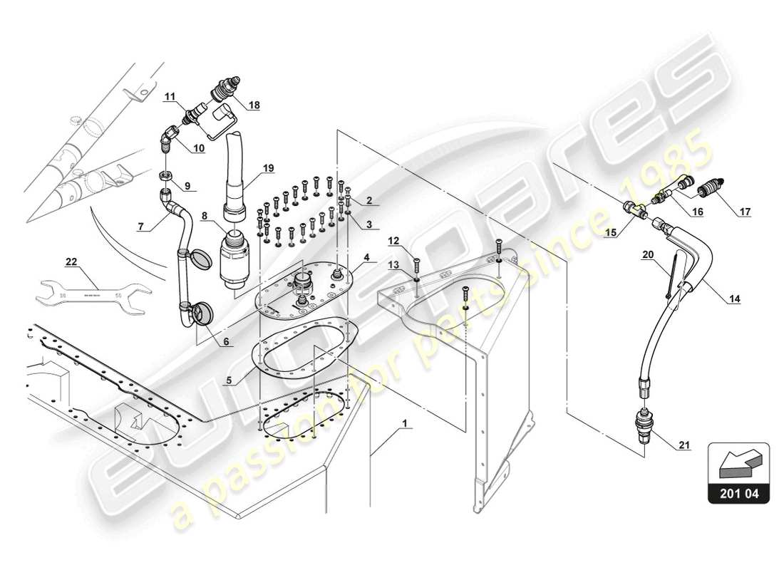 lamborghini 2018 (gt3 evo) valvole del carburante diagramma delle parti