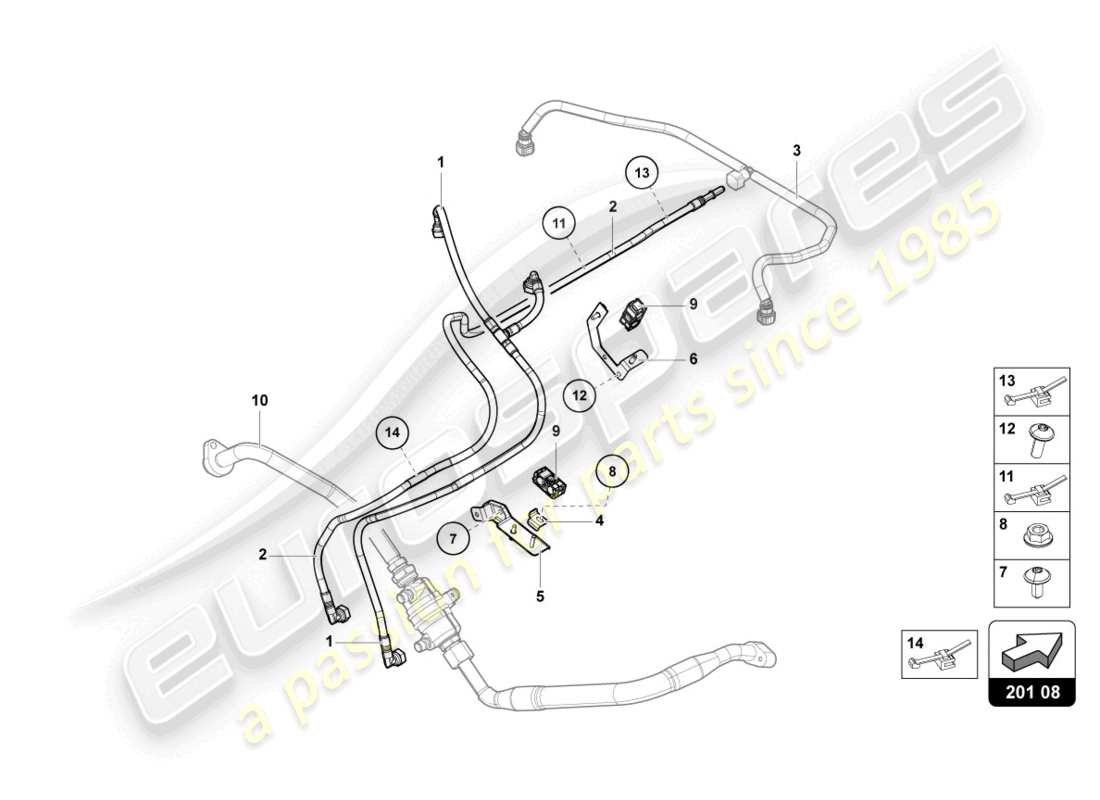 lamborghini sian roadster (2021) diagramma delle parti della linea del carburante