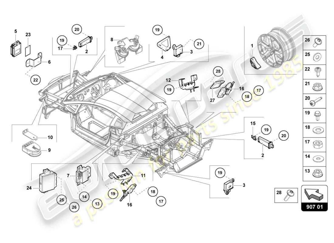 lamborghini sian roadster (2021) elettriche diagramma delle parti