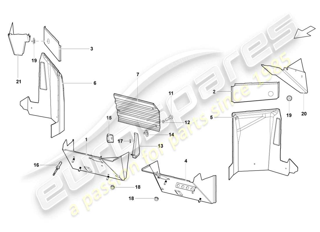 lamborghini lp550-2 spyder (2010) parte anteriore della carrozzeria diagramma delle parti