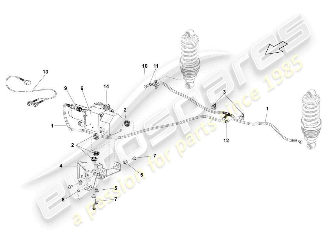 lamborghini lp550-2 spyder (2011) impianto idraulico e contenitore fluidi con connect. pezzi schema delle parti