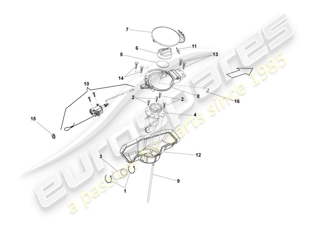 lamborghini lp550-2 spyder (2010) sportello del riempimento del carburante diagramma delle parti