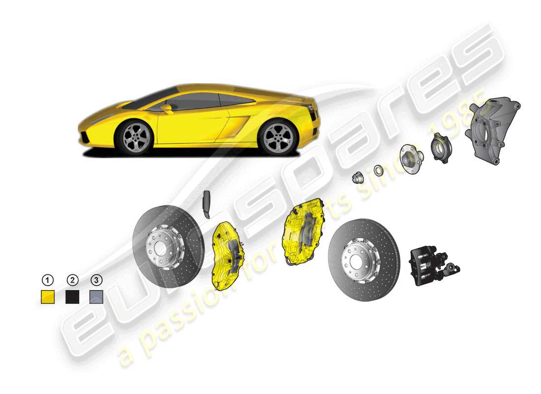 lamborghini superleggera (accessories) kit retrofit per freno in ceramica schema delle parti