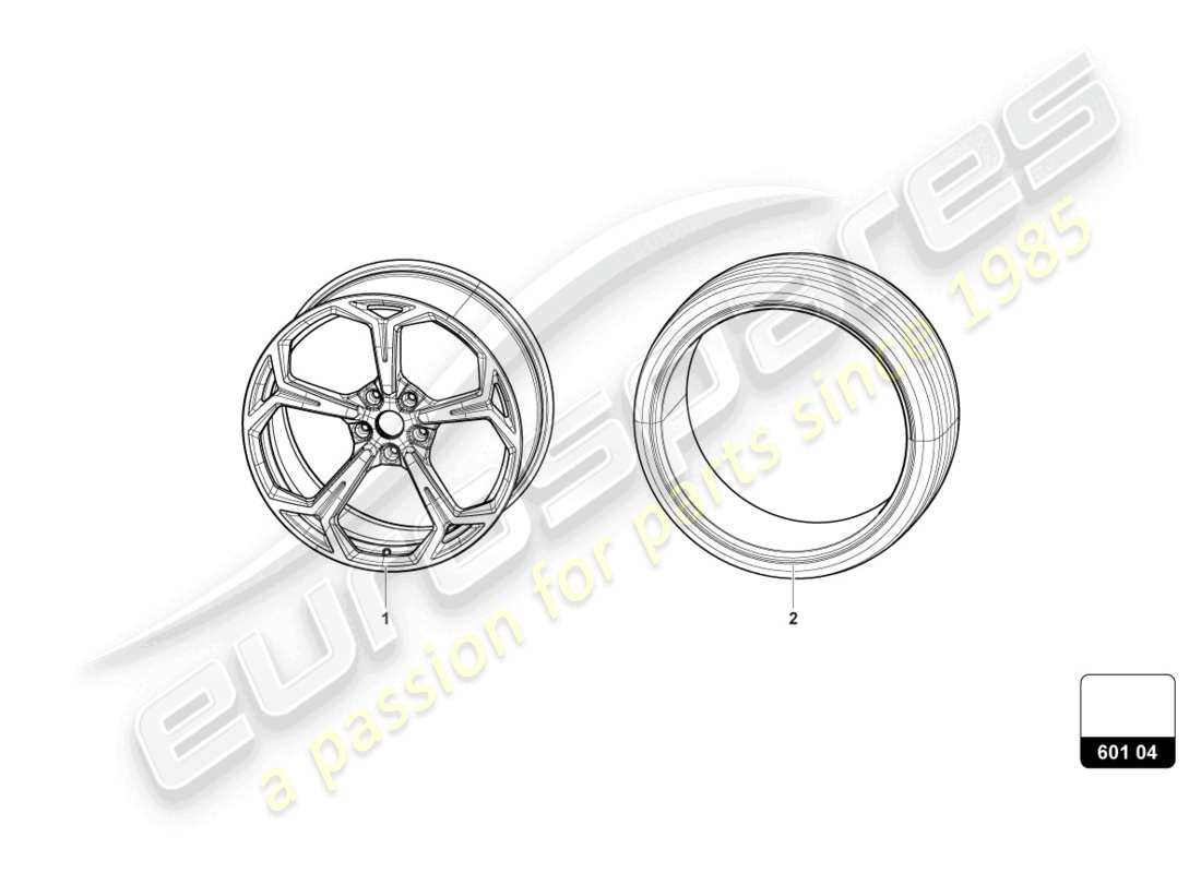 lamborghini urus (2020) ruote/pneumatici 22 diagramma delle parti