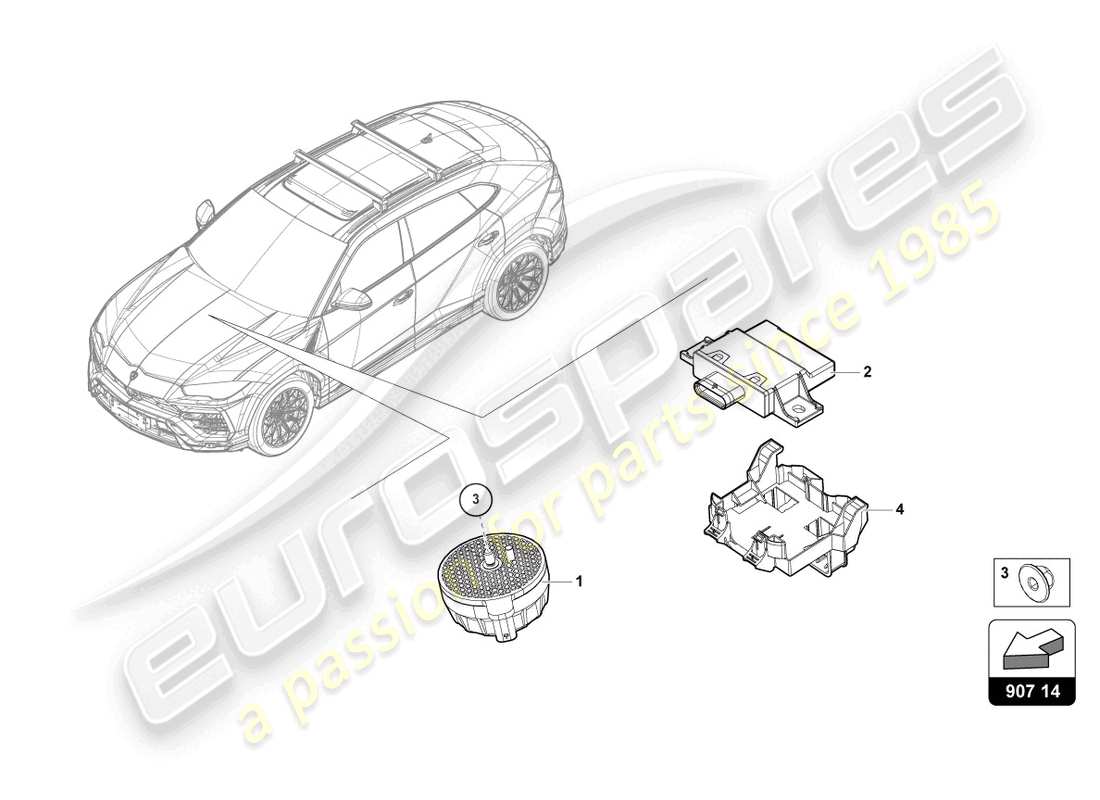 lamborghini urus (2021) parti elettriche per la produzione di rumore del motore schema particolare