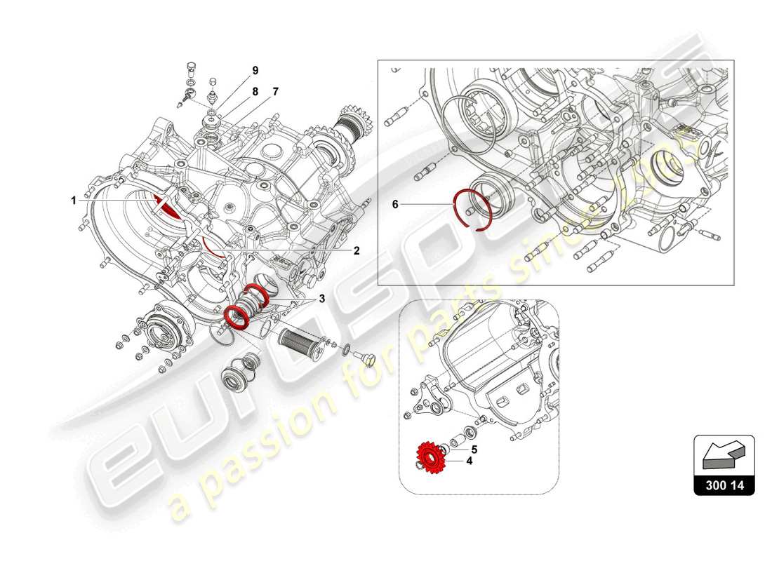 lamborghini super trofeo evo 2 (2022) schema delle parti retromarcia